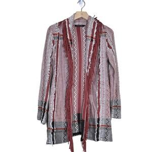 ZOZO Womens S Aztec Western Fringe Open Front Cardigan